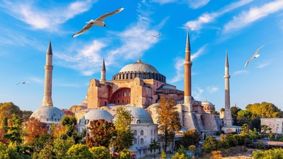 View of the Hagia Sophia mosque in Istanbul